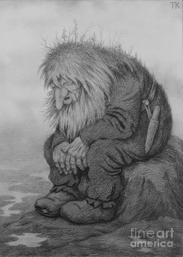 The troll that wonders how old he is Drawing by O Vaering