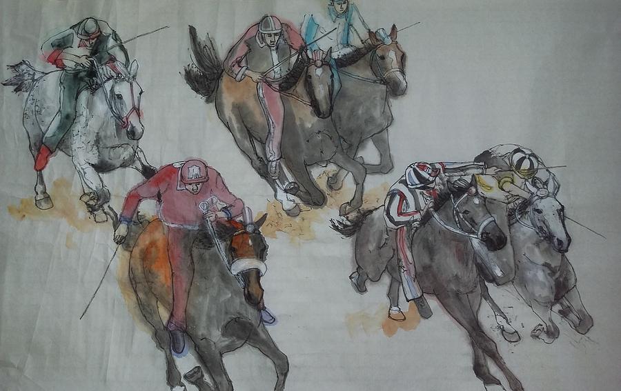 the unrolling Palio #1 Painting by Debbi Saccomanno Chan