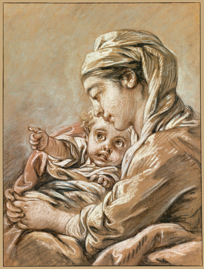 The Virgin and Child  #2 Drawing by Francois Boucher