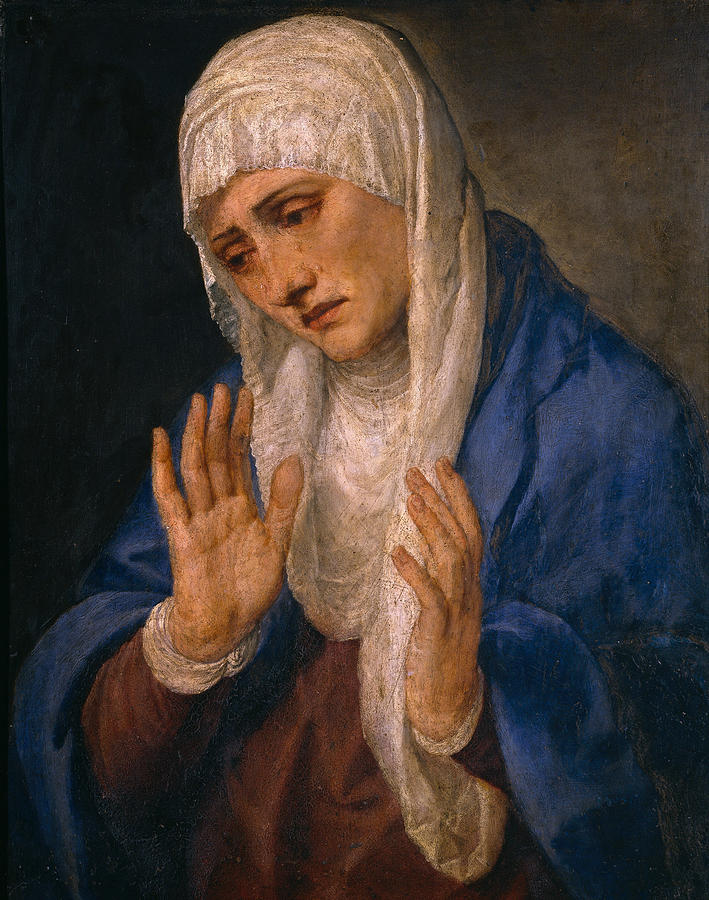 Madonna Painting - The Virgin Dolorosa with her Hands Apart #1 by Titian