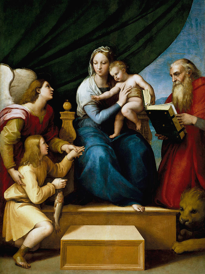 Madonna Painting - The Virgin with a Fish #1 by Raffaello Sanzio
