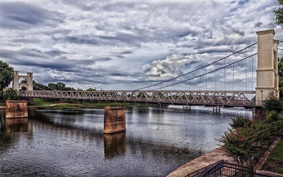 The Waco Suspension Bridge over the Brazos River #1 Photograph by Mountain Dreams