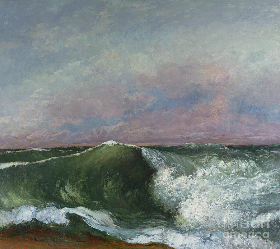 Sunset Painting - The Wave by Gustave Courbet