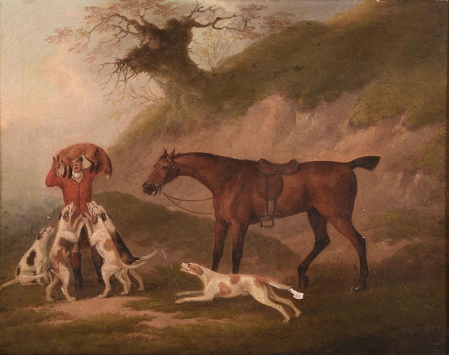 The whipper in bringing up the fox hounds #1 Painting by John Nost Sartorius