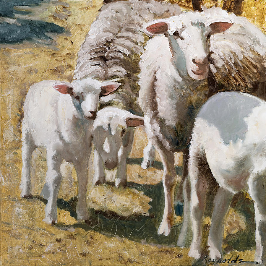 Sheep Painting - The Whole Family Is Here #1 by John Reynolds