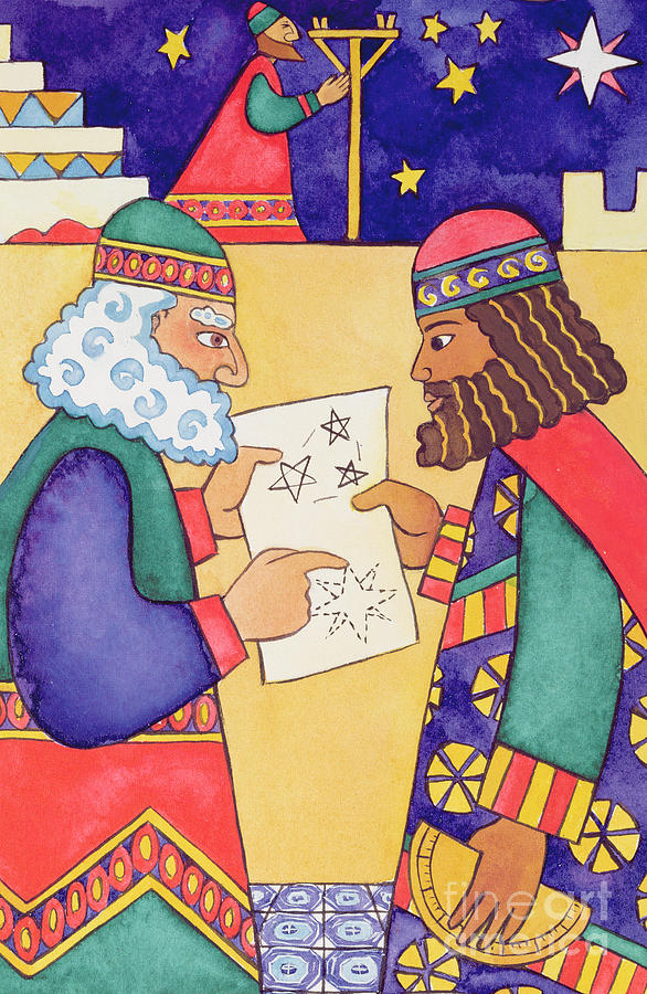 The Wise Men Looking for the Star of Bethlehem Painting by Cathy Baxter