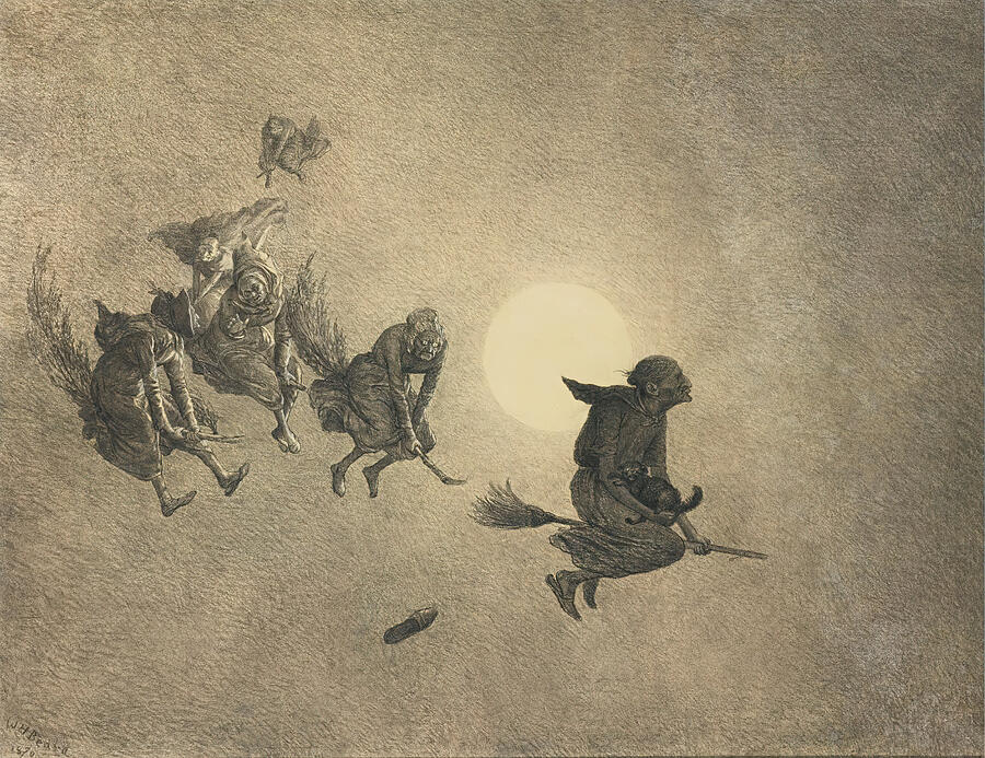 The Witches Ride, from 1870 Drawing by William Holbrook Beard