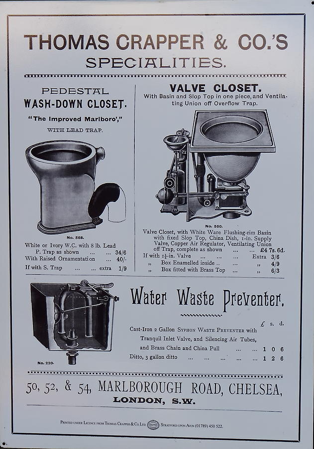 Thomas Crapper Water Closet Poster #1 Photograph by Jeff Townsend