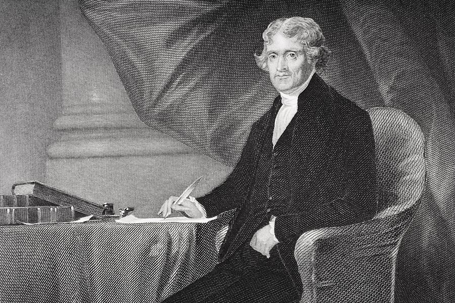Black And White Drawing - Thomas Jefferson 1743-1826. Third #1 by Vintage Design Pics