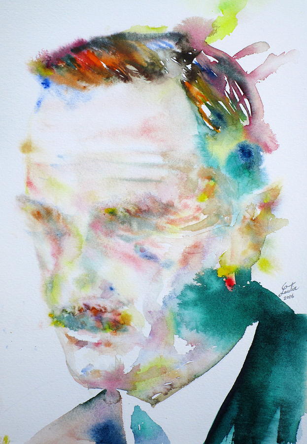 THOMAS MANN - watercolor portrait #1 Painting by Fabrizio Cassetta