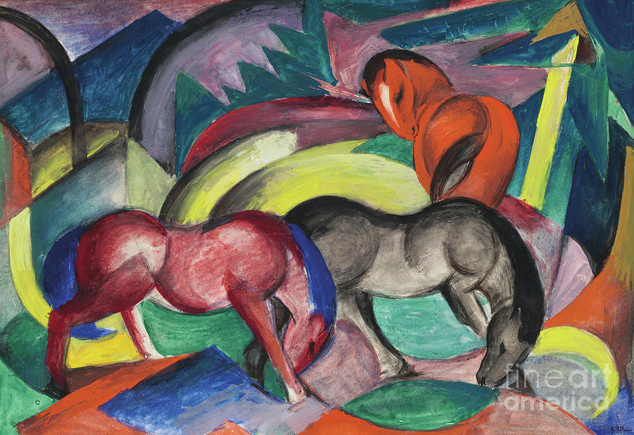 Three Horses Expressionism Art Poster Cubism FRANZ MARC 1912