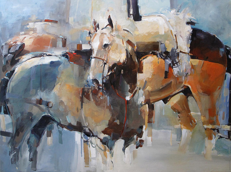 Three Horses #1 Painting by Tony Belobrajdic