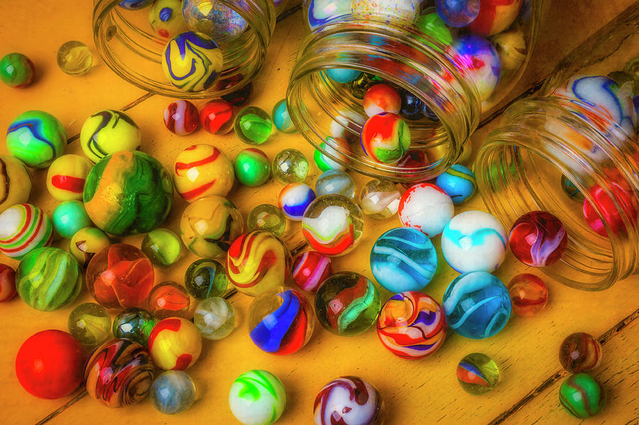 Three Jars Of Marbles #1 Photograph by Garry Gay