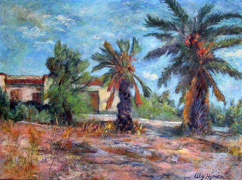 Landscape Painting - Three Palms #1 by Lily Hymen