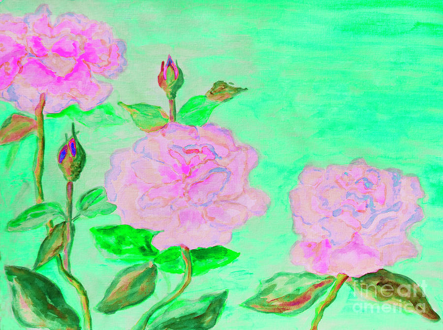 Three pink roses #1 Painting by Irina Afonskaya