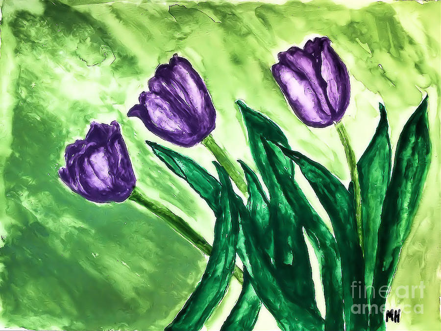 Three Pretty Tulips #1 Painting by Marsha Heiken