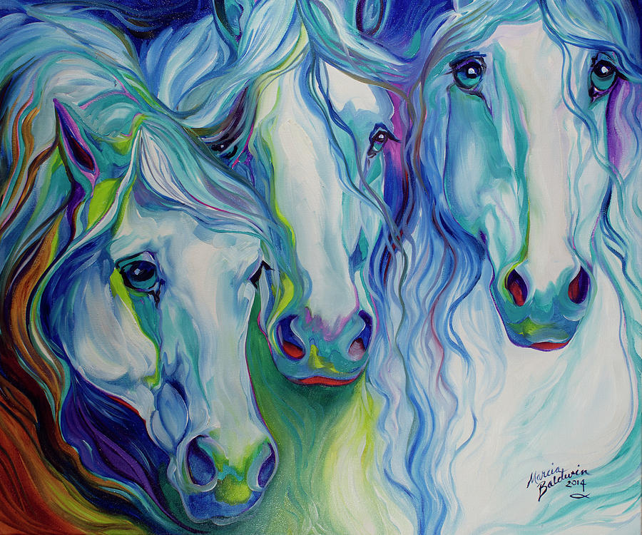 Three Spirits Equine #1 Painting by Marcia Baldwin