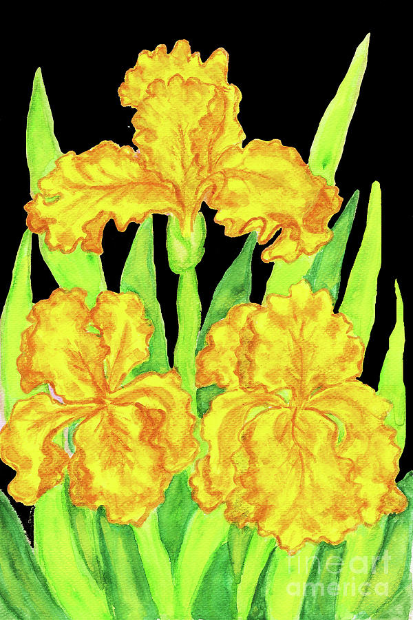 Three yellow irises, painting #2 Painting by Irina Afonskaya