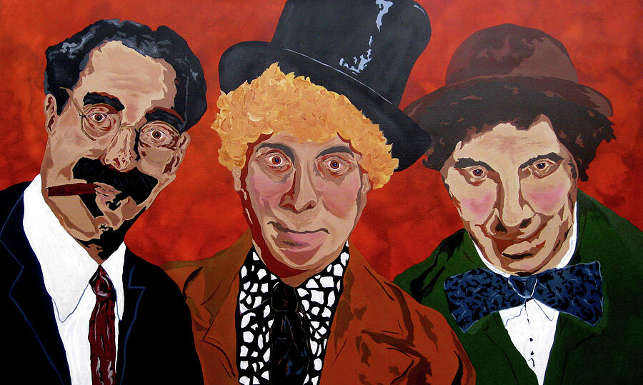 Threes Comedy Painting by Bill Manson