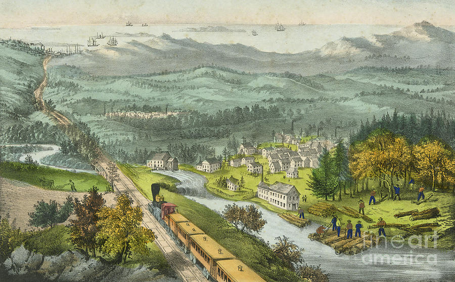 Train Painting - Through to the Pacific by Currier and Ives