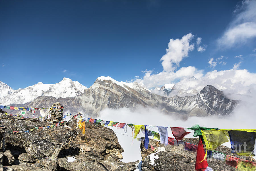 Tibetan Buddhist prayer flags in Nepal #1 Photograph by Didier Marti