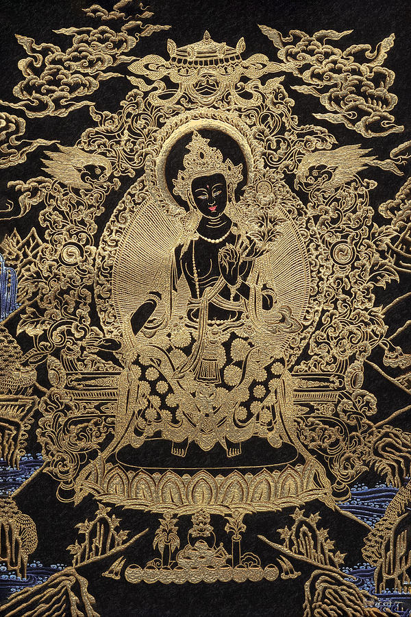 Buddha Photograph - Tibetan Thangka  - Maitreya Buddha #1 by Serge Averbukh