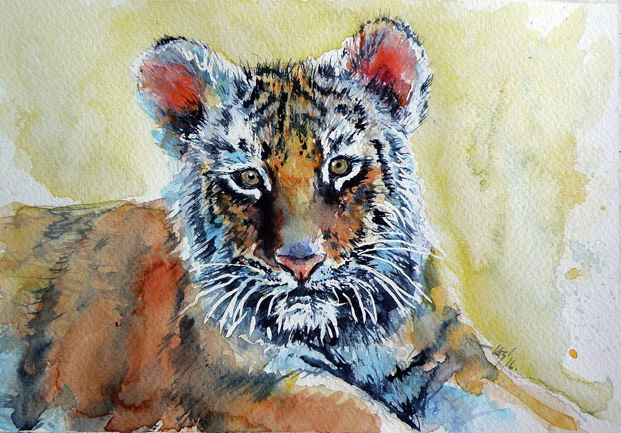 Tiger cub #1 Painting by Kovacs Anna Brigitta