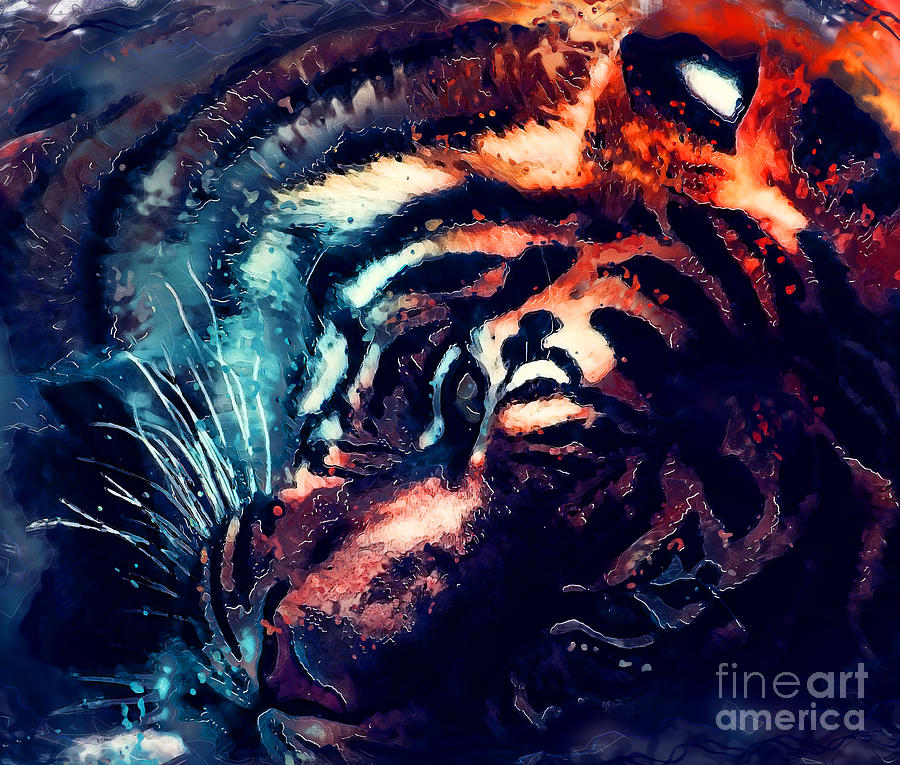 Tiger #1 Digital Art by Justyna Jaszke JBJart
