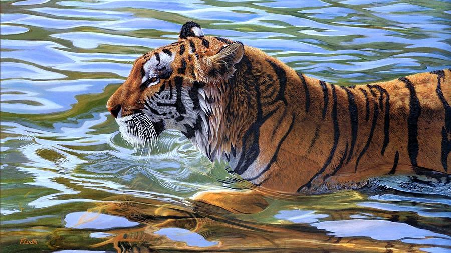 Wildlife Digital Art - Tiger #1 by Maye Loeser