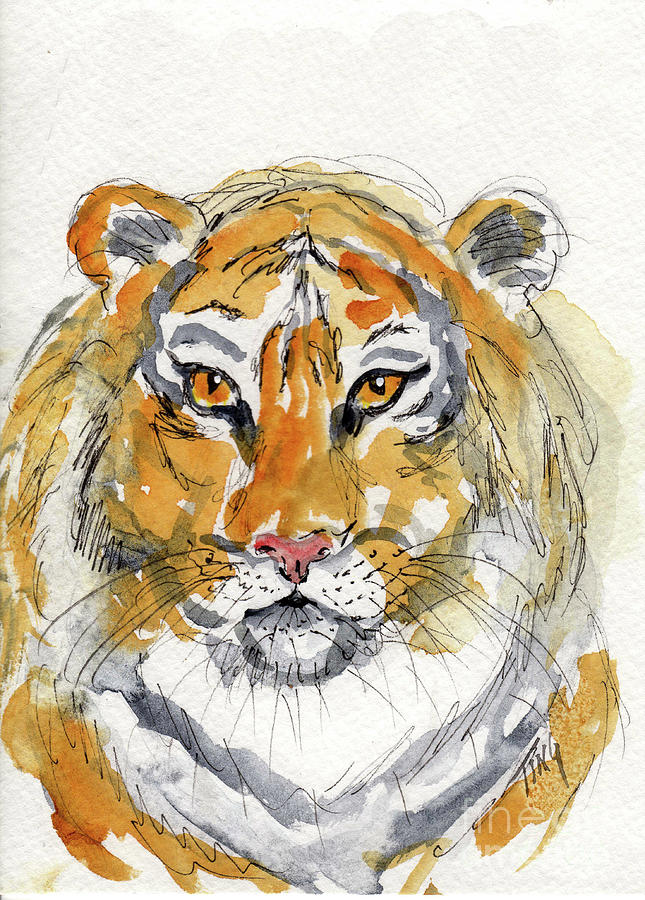 Tiger portrait #1 Painting by Doris Blessington