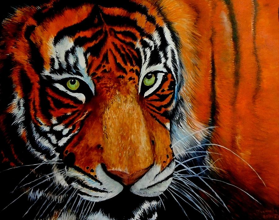 Tiger Tiger Burning Bright Painting By Dhammika Bandara