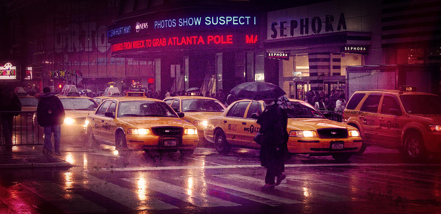 Times Square in the Rain #1 Photograph by Ray Devlin
