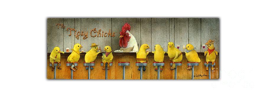 Rooster Painting - Tipsy Chicks... #2 by Will Bullas