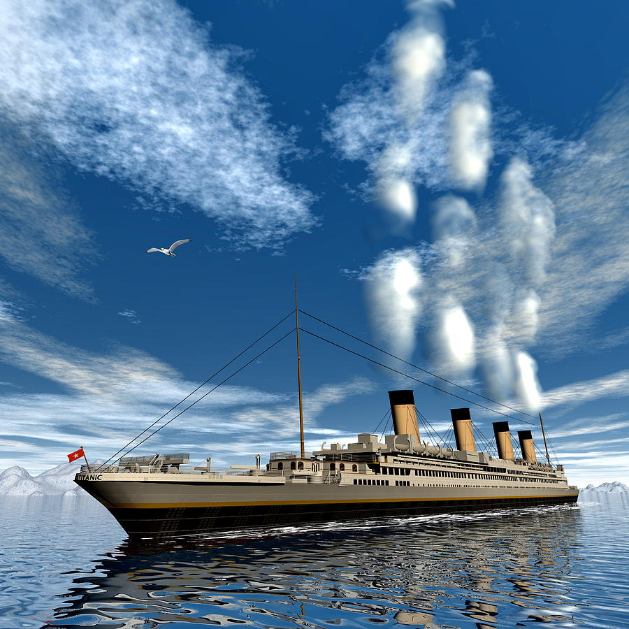 Titanic Ship - 3d Render Digital Art by Elena Duvernay