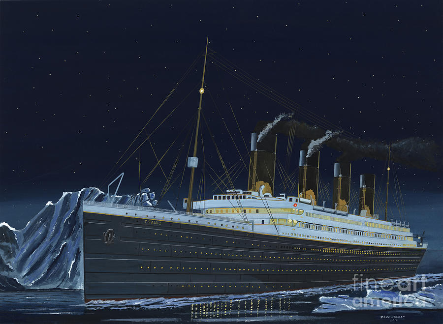 Titanic-The collision Painting by John Kinsley - Pixels