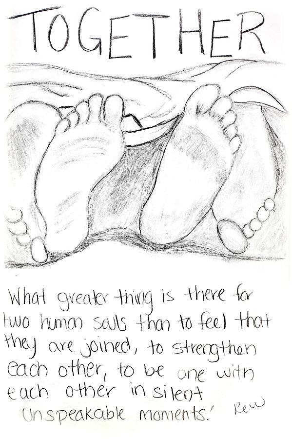 Together #1 Drawing by Rebecca Wood