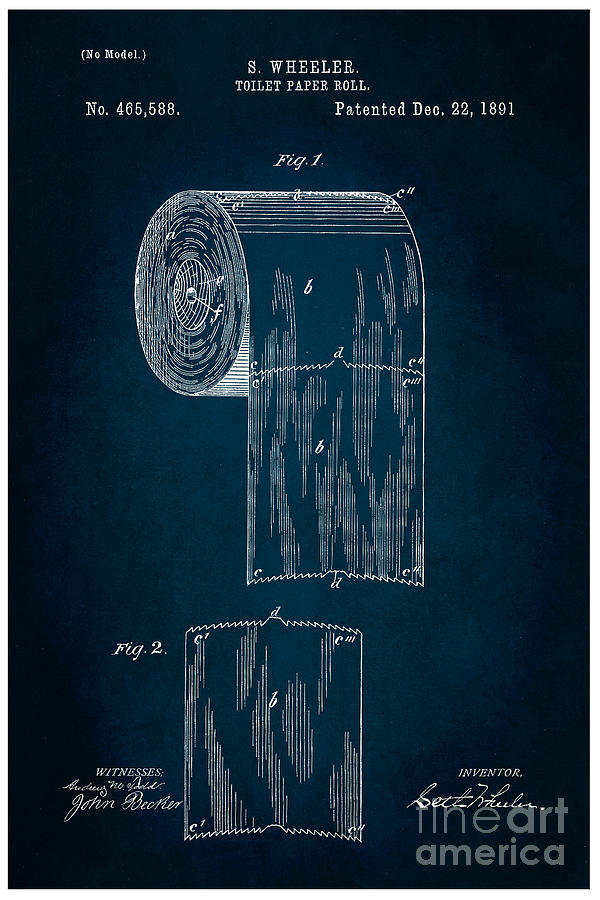 Toilet Paper patent art 1891 Wheeler #1 Digital Art by Justyna Jaszke JBJart