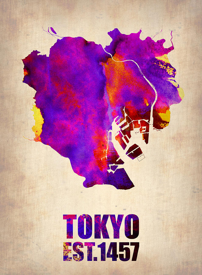 Map Painting - Tokyo Watercolor Map 2 #1 by Naxart Studio