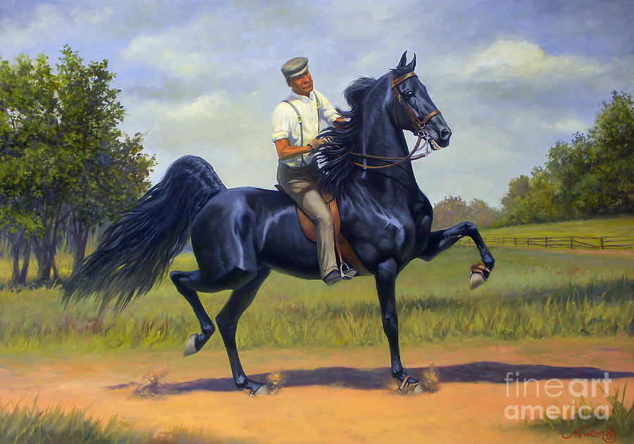 Horse Painting - Tom Bass and Rex McDonald by Jeanne Newton Schoborg