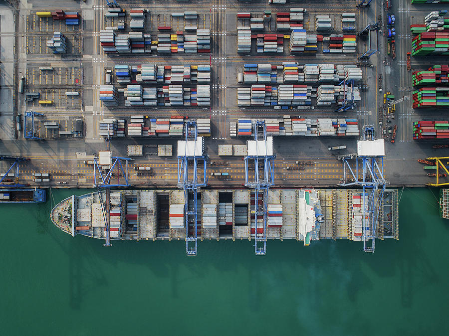 top view of Logistic port Photograph by Anek Suwannaphoom - Fine Art ...