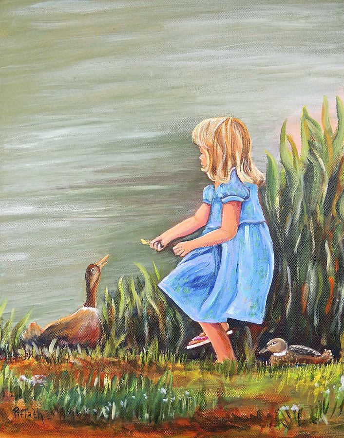 Tori and her ducks Painting by Patricia Piffath