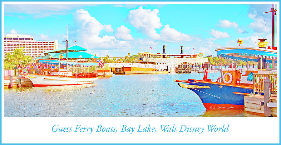 Tourist Boats, Bay Lake, Walt Disney World #3 Digital Art by A Macarthur Gurmankin
