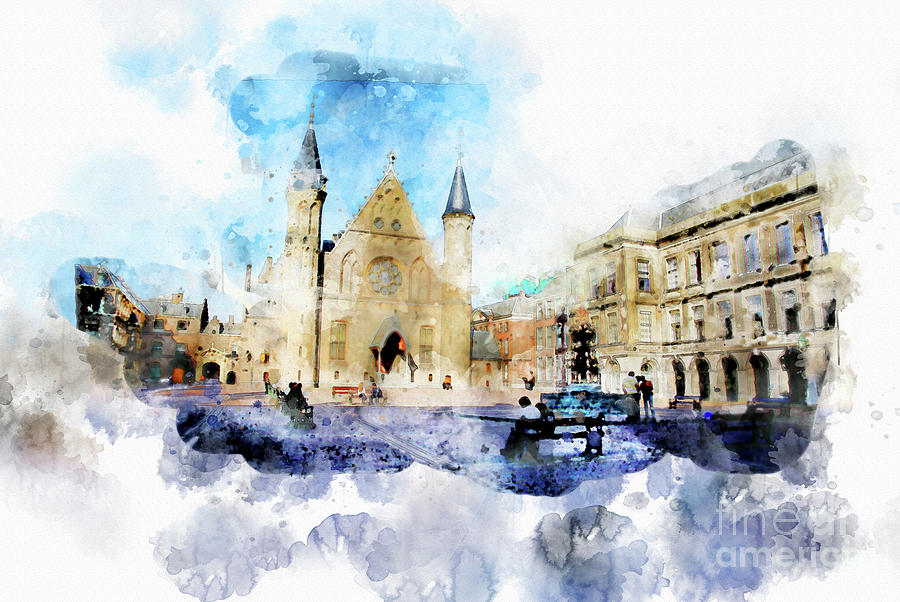 Town Life In Watercolor Style #2 Digital Art by Ariadna De Raadt