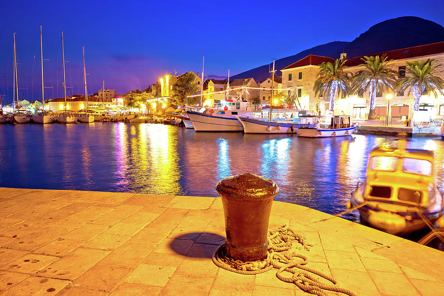 Town of Bol on Brac island harbor at sunset view #1 Photograph by Brch Photography