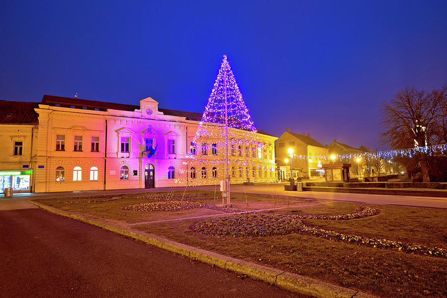Town of Koprivnica advent time evening view #1 Photograph by Brch Photography
