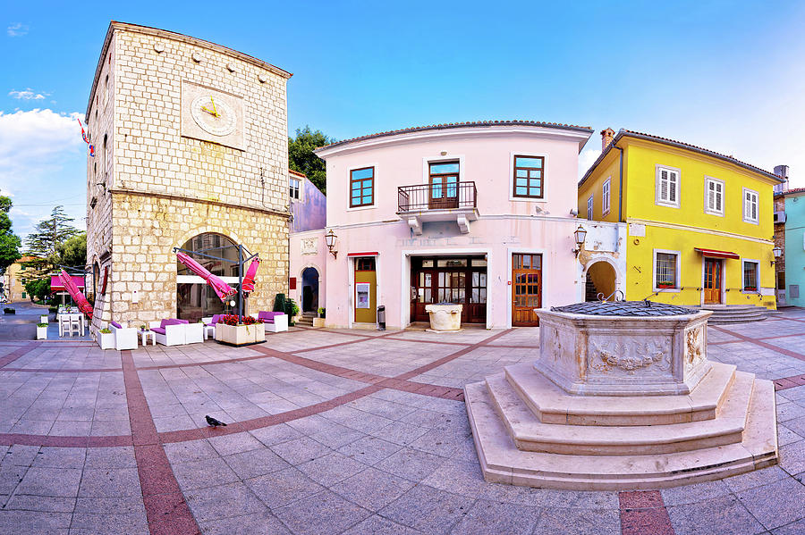 Town of Krk historic main square panoramic view #1 Photograph by Brch Photography