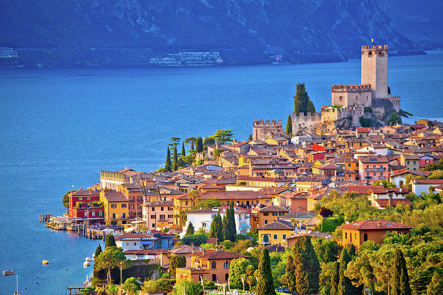 Town of Malcesine on Lago di Garda skyline view #1 Photograph by Brch Photography