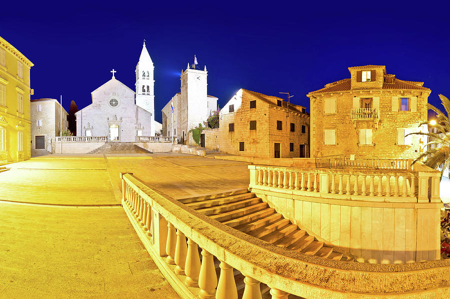Town of Supetar on Brac island evening panorama #1 Photograph by Brch Photography