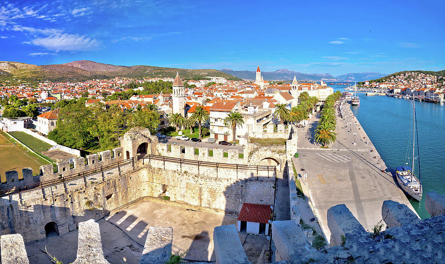 Town of Trogir rooftops and landmarks view #1 Photograph by Brch Photography