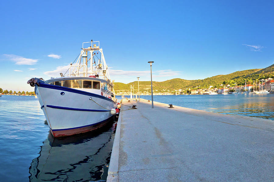Town of Vis panoramic harbor view #1 Photograph by Brch Photography